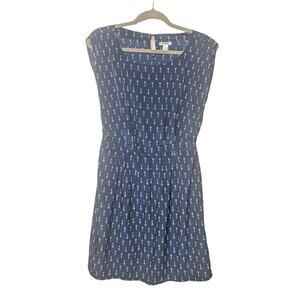 OLD NAVY Cap Sleeved Midi Navy Blue and White Key Pattern Dress Size Small